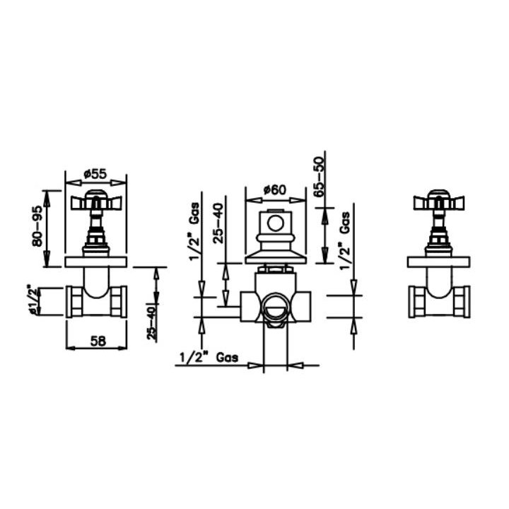 GABOLI FRATELLI LIVINGSTONE SHOWER/ BATHTUB CONCEALED MIXER WITH 2 WAYS  DIVERTER