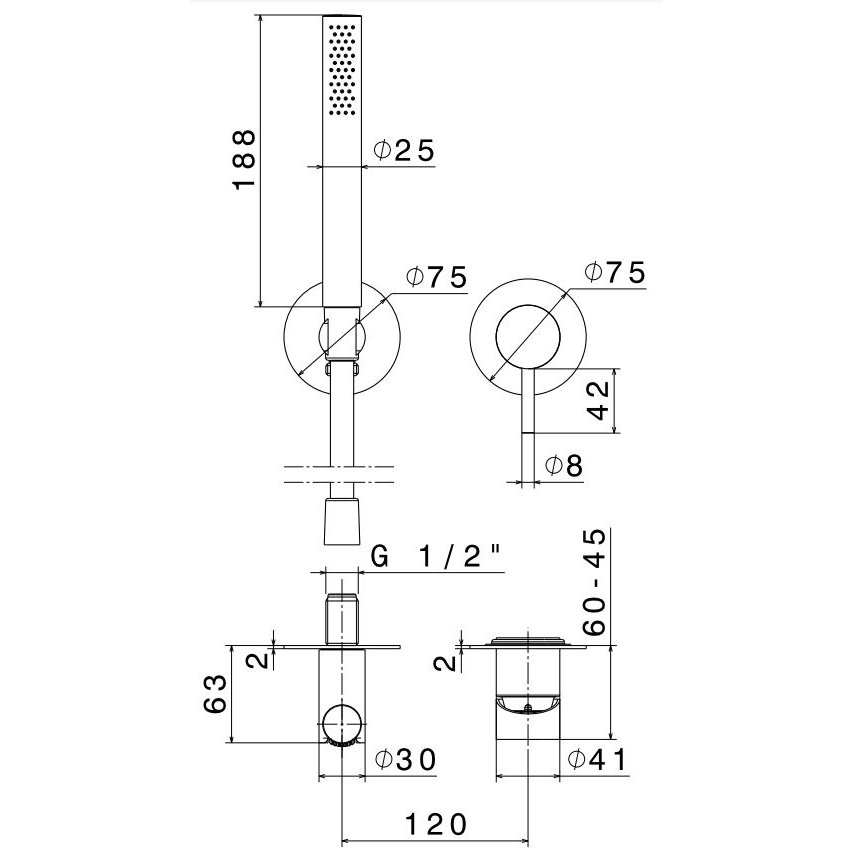 NEWFORM X-STEEL 316 CONCEALED SHOWER MIXER WITH SHOWER SET CHROME