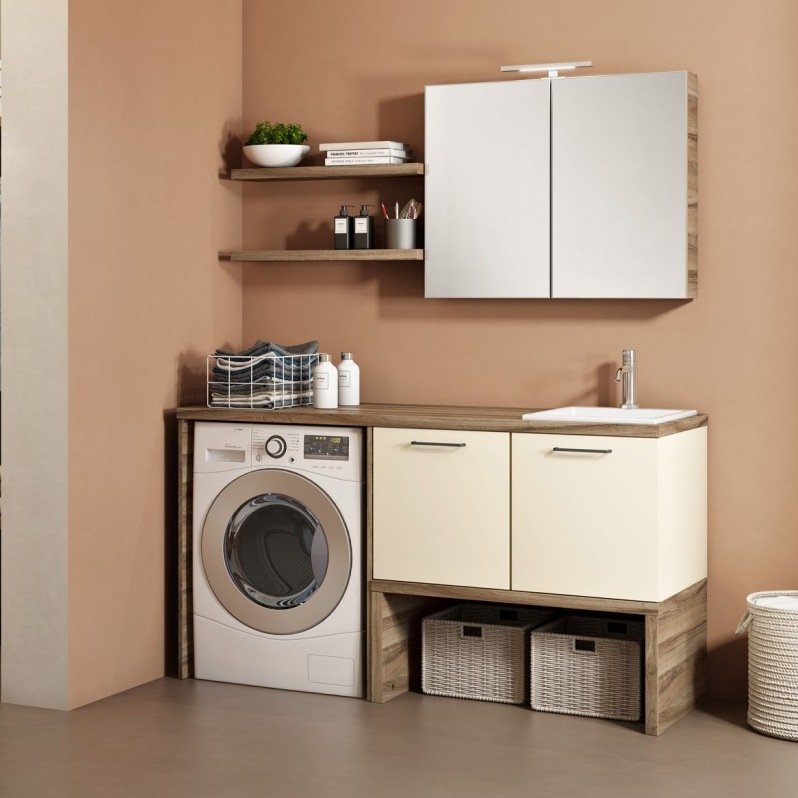 Muebles de lavandería, con compartimiento oculto para lavadora y secadora